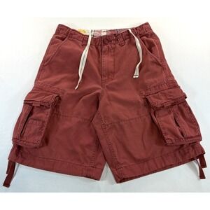 Chor Cargo Shorts Mens Medium Red Utility Pocket Drawstring Casual Streetwear